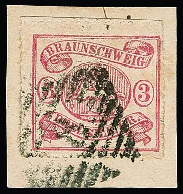 3 Sgr. lilarosa auf Kabinettbriefstück mit NS "8", sign. Brettl, Engel, Thier. Mi. 650,-
