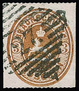 "27" (Bornum b. Seesen), auf der Wappen-Ausgabe sehr seltener Nummernstempel klar auf 3 Gr. braun (etwas Scherentrennung)