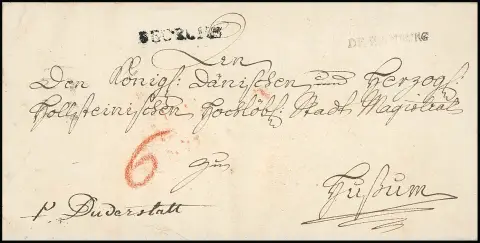 "Hamburg", 1778, der seltene kleine L1 "DE HAMBURG" des dänischen Postamtes als Transitstempel auf Brief (winziges Randrißchen) mit Inhalt von Carlsruhe (L1…