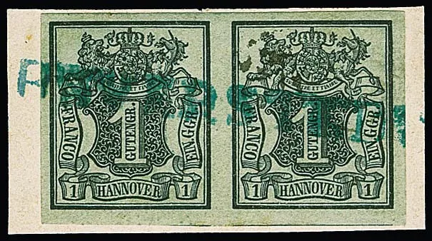 "Beverstedt", L1 bleu complet, avec légers points d'encre sur le timbre droit, sur pièce de lettre de cabinet avec paire 1 Ggr.