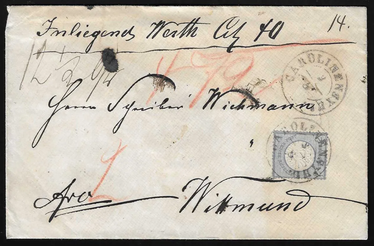 "Carlinensyhl", réexp. K2 clair sur lettre-valeur en toile avec 2 Gr. gr. Brustschild