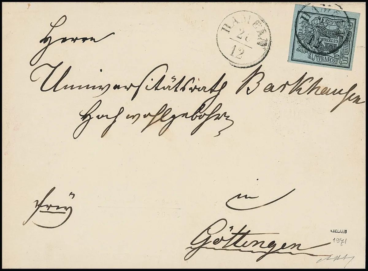 1 Ggr. black/grey-blue on cabinet letter with K1 "Hameln" to Göttingen. Signed Engel, Bolaffi, and photo expertised Berger