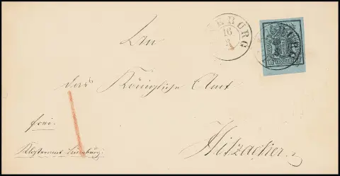 1 Ggr. noir/bleu-gris du bord inférieur sur lettre de luxe avec K2 "Lüneburg" pour Hitzacker