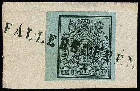 1 Ggr. noir/bleu-gris du bord gauche de la feuille sur pièce de lettre de luxe avec L1 complet "Fallersleben"