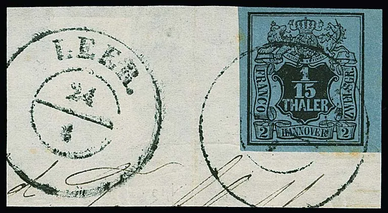 1/15 Th. black/grey-blue from the right sheet margin on cabinet letter piece with rare black K2 "Leer"
