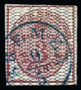 3 Pfge. carmin, noir quadrillé, en haut pleine marge, sinon larges marges, pièce de cabinet avec K1 de Brême, signé Rasche et photo-exp. Berger. Mi. 320,-
