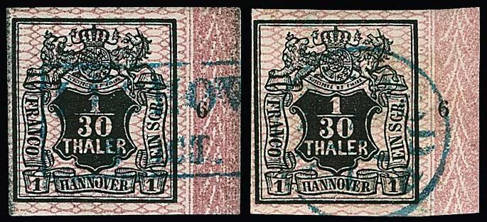 1/30 Th. black/pink, two cabinet right border pieces each with row number "6", plus another right border piece (somewhat close) with row number "9"