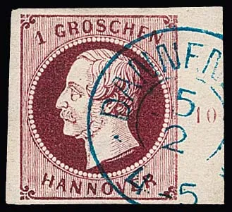 1 Gr. weinrot, feiner Druck, rechtes Kabinett-Randstück mit K2 "Dannenberg", Rz. "10", sign. Kruschel