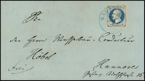2 Gr. bleu, variété "point de couleur manquant entre S et C dans GROSCHEN", impeccable, sur lettre clairement oblitérée avec K2 "Gartow", Mi. 350,-