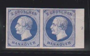 2 Gr. blauw, postfris rechter randpaar (Rz. "2"), linker zegel plaatfout III (alleen Mi. 200,-), foto-expertise Berger "onberispelijk"