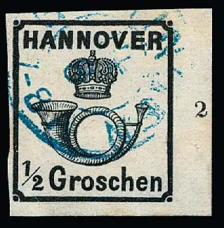 1/2 Gr. zwart, onberispelijk gestempeld rechter randstuk met rijnummer "2", gesigneerd Pfenninger