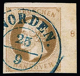 3 Gr. gris-brun, bord droit de feuille avec K2 "Norden" clair et numéro de rangée "8"