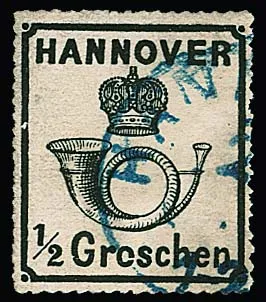 1/2 Gr. schwarz, kl. Eckbug, mit gut sichtbarem Plattenfehler "gebrochenes O", Mi. 600,-