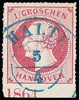 1 Gr. rose, pièce de cabinet du bord inférieur avec K2 centr. "Halte" et en bas année "1864" (position I)
