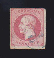 1 Gr. rose, à gauche légère séparation par ciseaux, avec la particularité "en bas double perforation", oblitéré
