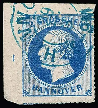 2 Gr. bleu, coin supérieur gauche de feuille courbé avec K2 "Hannover", Rz. "1", signé Krause