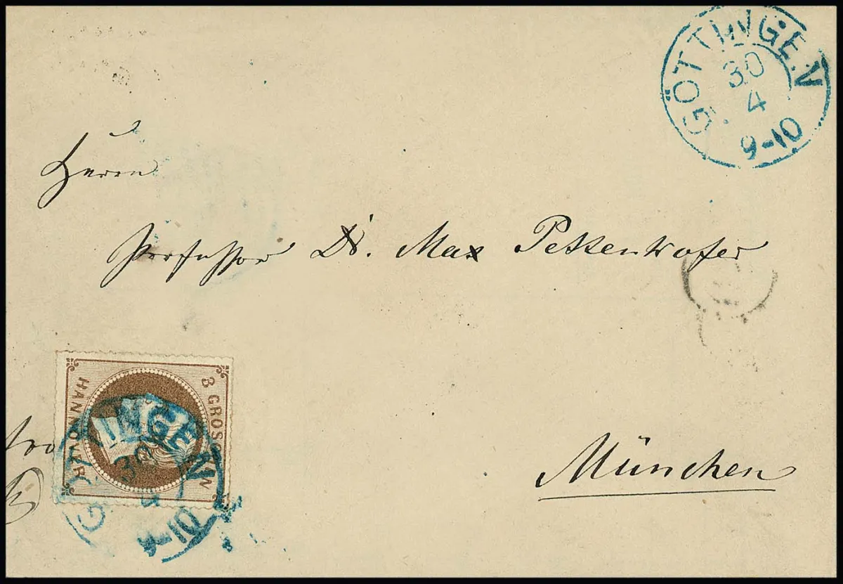 3 Gr. bruin van linkermarge vel (rijnummer "7") op kabinetbrief van Goslar naar Oldenburg (gesigneerd Krause), plus nog een enkelvoudige frankering, Mi. 360,- +