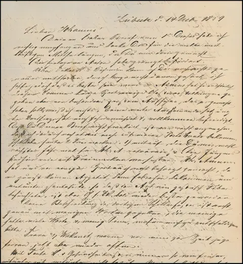 1859, l'un des plus anciens documents connus sur la collection de timbres : lettre de Lübeck au contenu détaillé, avec mention ms. "Die Jungens sind hier rein…