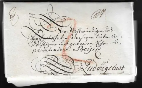 1786, "Friedrich Franz I.", grand-duc de Mecklembourg (1756-1837), deux lettres pliées complètes "Friedrich Franz von Gottes Gnaden Herzog zu…
