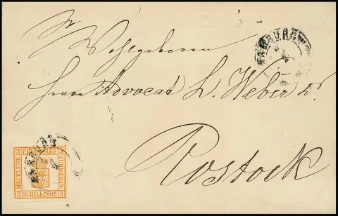 3 Sch. jaune-orange sur lettre de cabinet avec K2 "Hamburg"