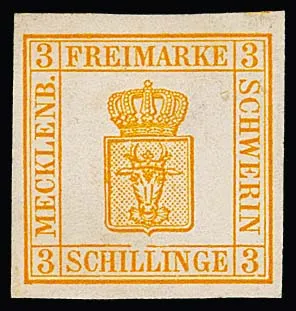 3 Sch. orange, Plattenfehler IV, ungebr. Prachtstück o.G., Mi. 260,-