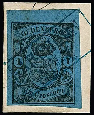 "Ahlhorn", Ra2 sur fragment de lettre de cabinet 1 Gr. noir/bleu du bord supérieur