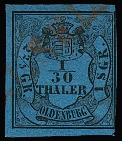 "Elsfleth", empreinte partielle du rare L1 rouge sur 1/30 Th. (bord droit frotté)