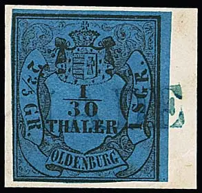 "Jade", blauer L1 voll auf Briefstück 1/30 Th. (ber.)