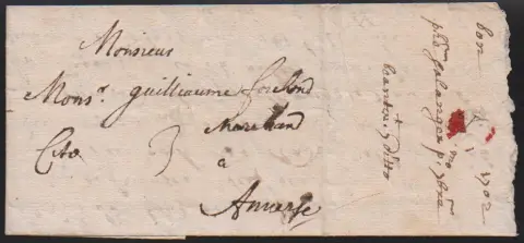 "Bonn", 1702, früher, mit der Pachtpost Payot nach Antwerpen beförderter Brief