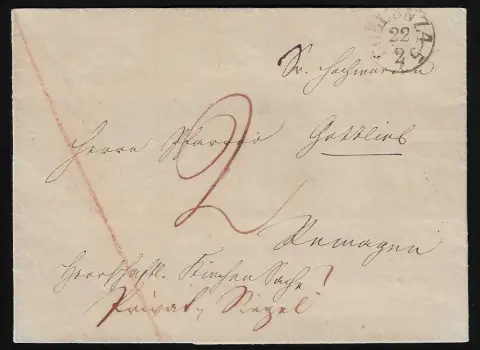 "Coblenz", (1835), K1 auf Brief nach Remagen, erst als "herschaftl. Kirchen Sache" als portofrei deklariert, dann aber mit Vermerk "Privat Siegel!"…