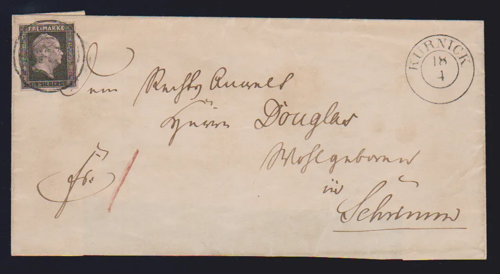 "772" with K2 "Kurnick" on cover (back missing a flap part) with perfect 1 Sgr.