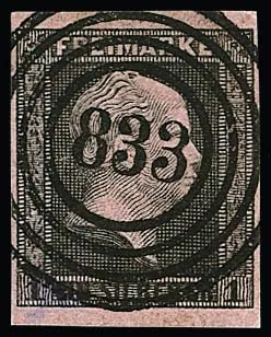 "833" (Lessen) idéalement centré sur pièce de luxe 1 Sgr.