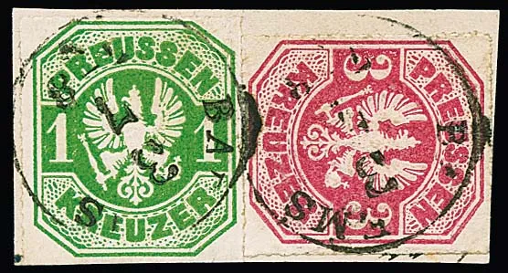"Bad Ems", K1 réutilisé du 3.7.(67) sur magnifique lettre avec Prusse 1 Kr. vert et 3 Kr. carmin