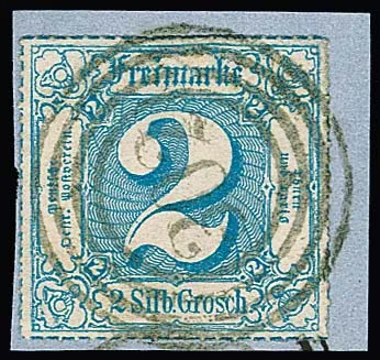 2 Sgr. bleu sur fragment de lettre de cabinet avec oblitération rare par NS "302" de Lübeck Bahnhof en grand type