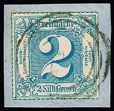 2 Sgr. light blue, centrally and lightly cancelled cabinet letter piece, signed Müller-Mark