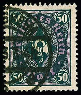 50 Mk., Vierpass-Wz., tadellos gestempelt, Attest Oechsner. Mi. 1100,-