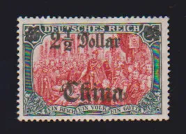 2 1/2 Dollar op 5 Mk., opdruk type III, opdruk grijs lichtgevend, onberispelijk postfris, gesigneerd Bothe, Steuer. Mi. 140,-