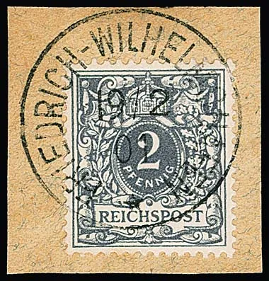 First issue, study lot incl. among others pieces, units (incl. block of four 50 pf.), overprint errors 6XIII etc. With no. 1a(4), 1b, 2(3), 3(8), 4(6), 5(4) and 6(10). Mi. 1278,-, plus a forerunner 5 pf. crown-eagle and a follower 2 pf. crown-eagle (not listed in Michel)