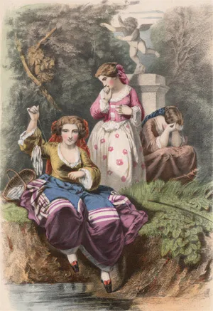Wentzel, Fr. – 4 colored chalk lithographs with colored tonal printing