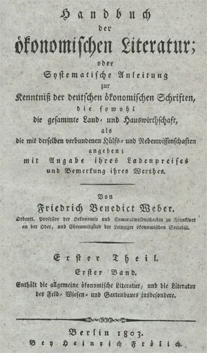 Weber, Friedrich Benedict – Příručka ekonomické literatury
