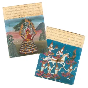 Buddhist Leporello – Thai Manuscript with Buddhist Texts and 12 Miniatures