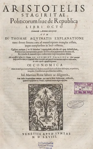 Aristoteles – Politicorum sive de republica libri octo
