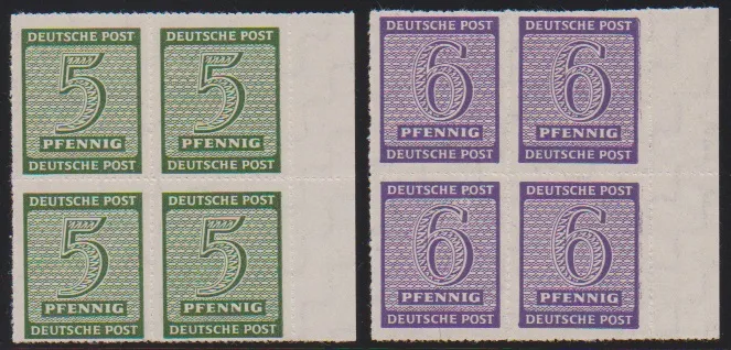 Freimarken, Durchstich "16" von Roßwein in postfrischen Rand-Viererblöcken, Mi. 400,-