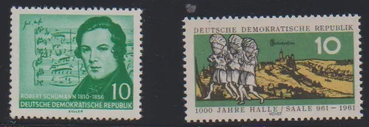 10 Pfg. Halle/S. sowie 10 Pfg. Schumann, je gutes Wasserzeichen postfrisch, sign. König. Mi. 185,-