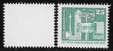 25 Pfg. Alexanderplatz, Abart "Blinddruck" postfrisch, Attest Mayer. Mi. 160,-