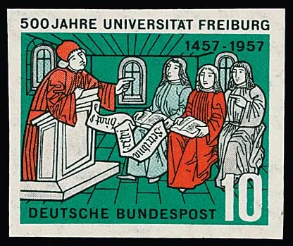 10 Pfg. Universität Freiburg breitrandig ungezähnt postfrisch, Fotoexp. Schlegel. Mi. 180,-