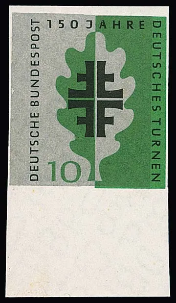 10 Pfg. Turnbewegung, variety "imperforate" as mint never hinged bottom margin piece, signed Salomon and Wittmann with certificate. Mi. 300,-