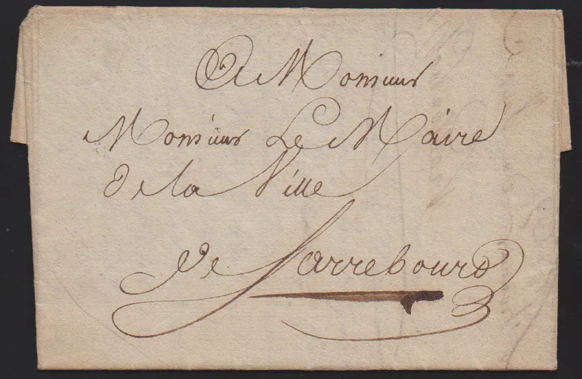 "Sarrebourg", 1819 (10.11.), rare lettre militaire locale du général de brigade Rabloukoff, commandant de la cavalerie de Sa Majesté l'Empereur de Russie, au maire de Sarrebourg