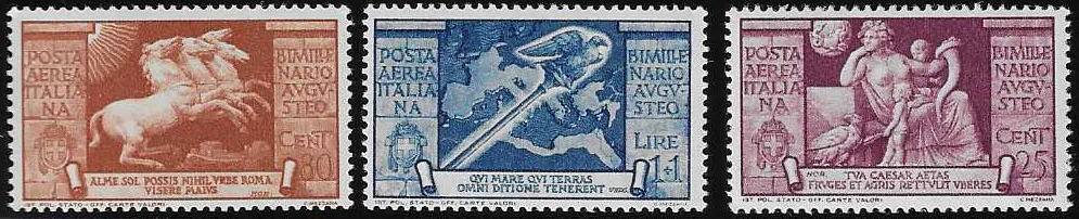 2000e sterfdag van keizer Augustus, postfrisse serie, hoogste waarden certificaat Raybaudi. Mi. 320,-