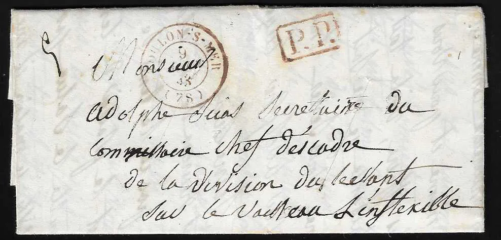 1843, malý dopis z Levanty s rubem K2 "Smyrne Turquie" a přes Maltu s dezinfekčním K2 "Purifié au Lazaret Malte" do Francie
